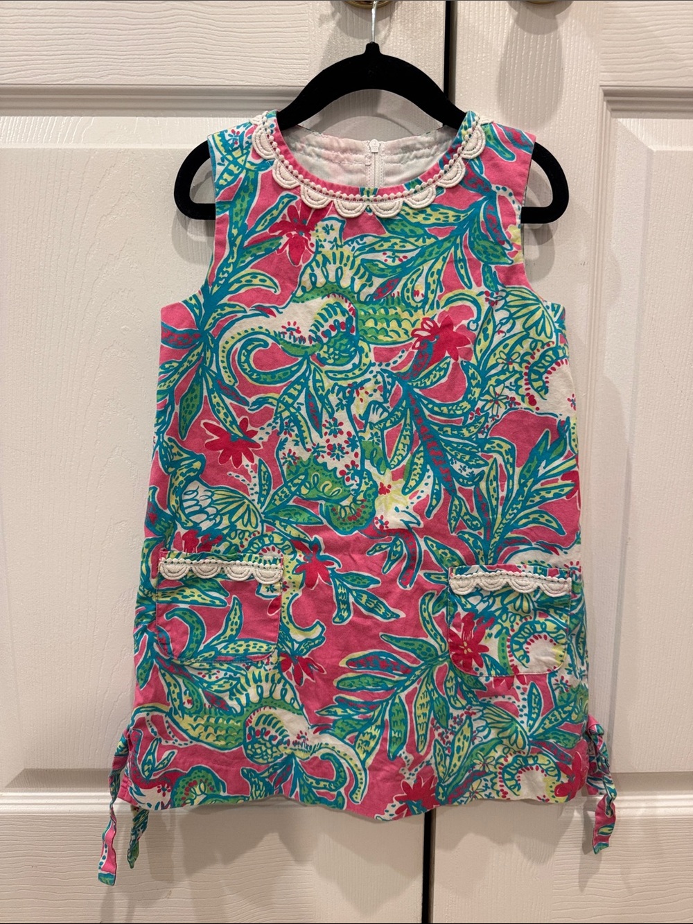 Lilly Pulitzer Pink Tropical Shift Dress with Green & Blue Print